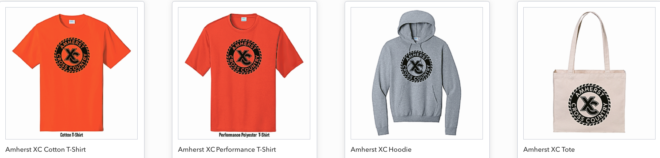 2026 Amherst XC team fundraising store